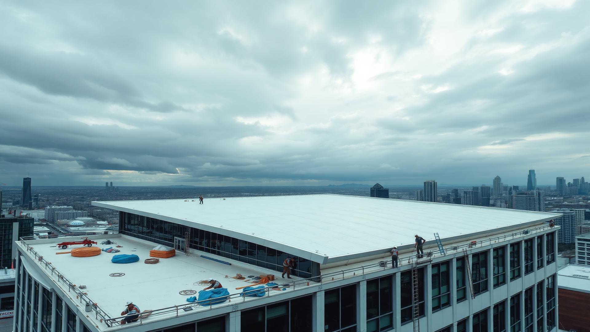 Commercial flat roofing system installed by Keen Roofing in Ontario